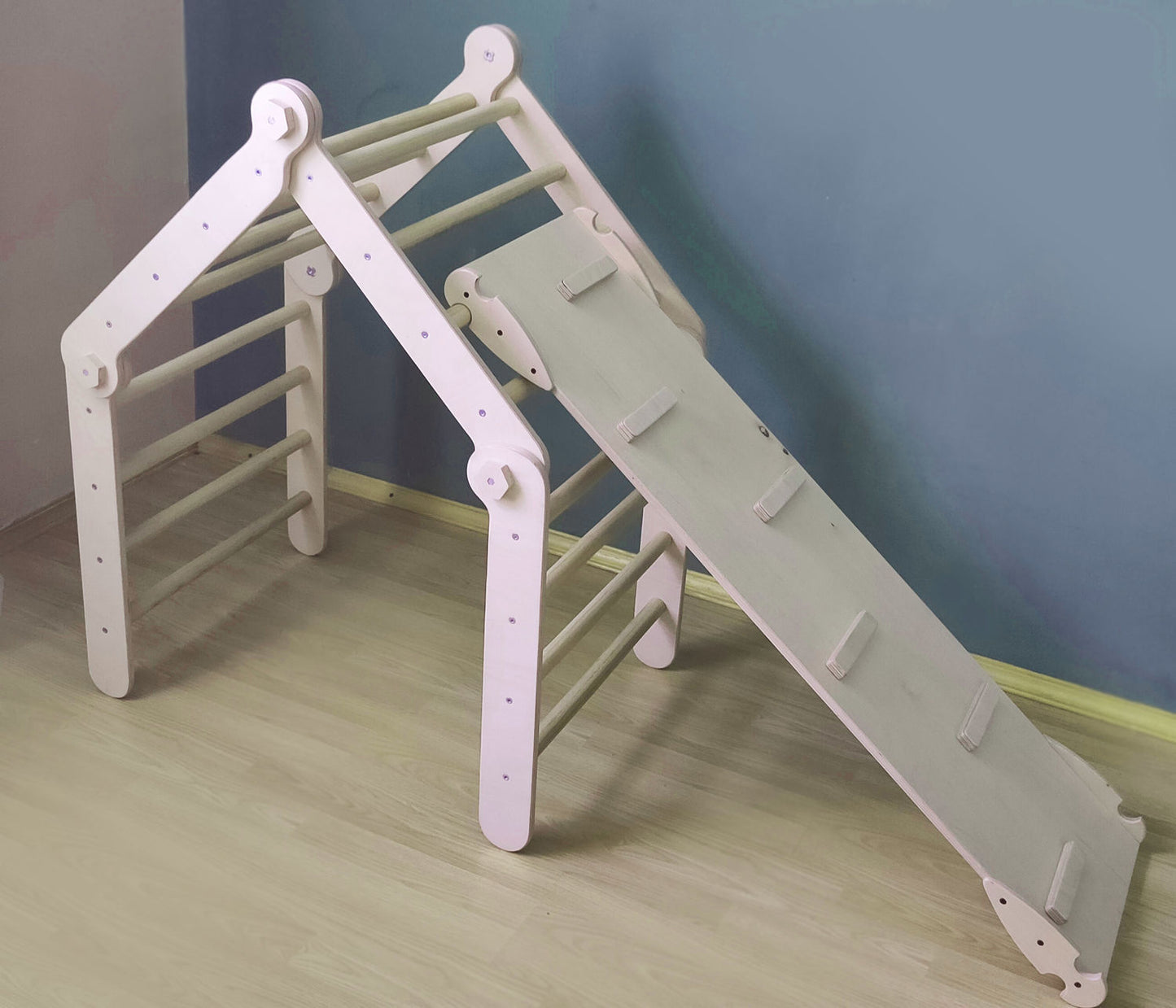 Complesso di allenamento per bambini secondo il metodo Montessori: arco, scala trasformabile e scivolo, 3 pezzi