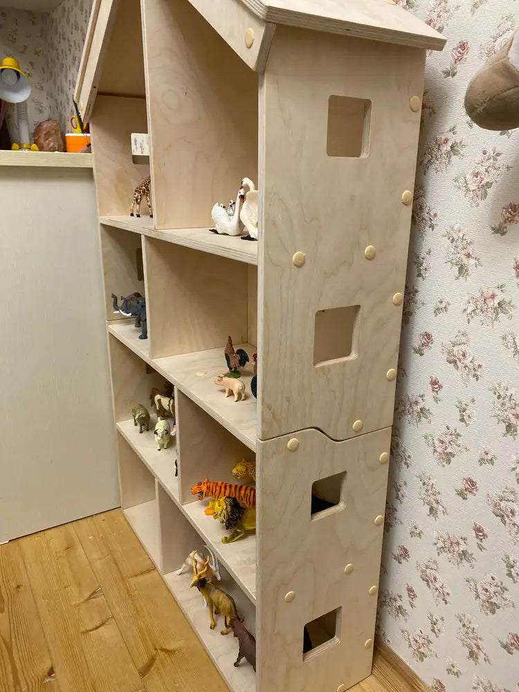 Scaffale per Bambini in Legno TULEI Libreria e Armadio per Abiti