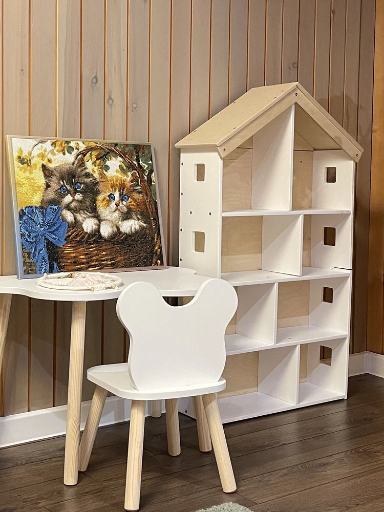 Scaffale per Bambini in Legno TULEI Libreria e Armadio per Abiti