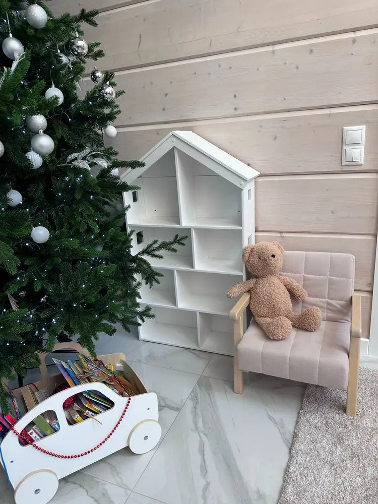 Scaffale per Bambini in Legno TULEI Libreria e Armadio per Abiti